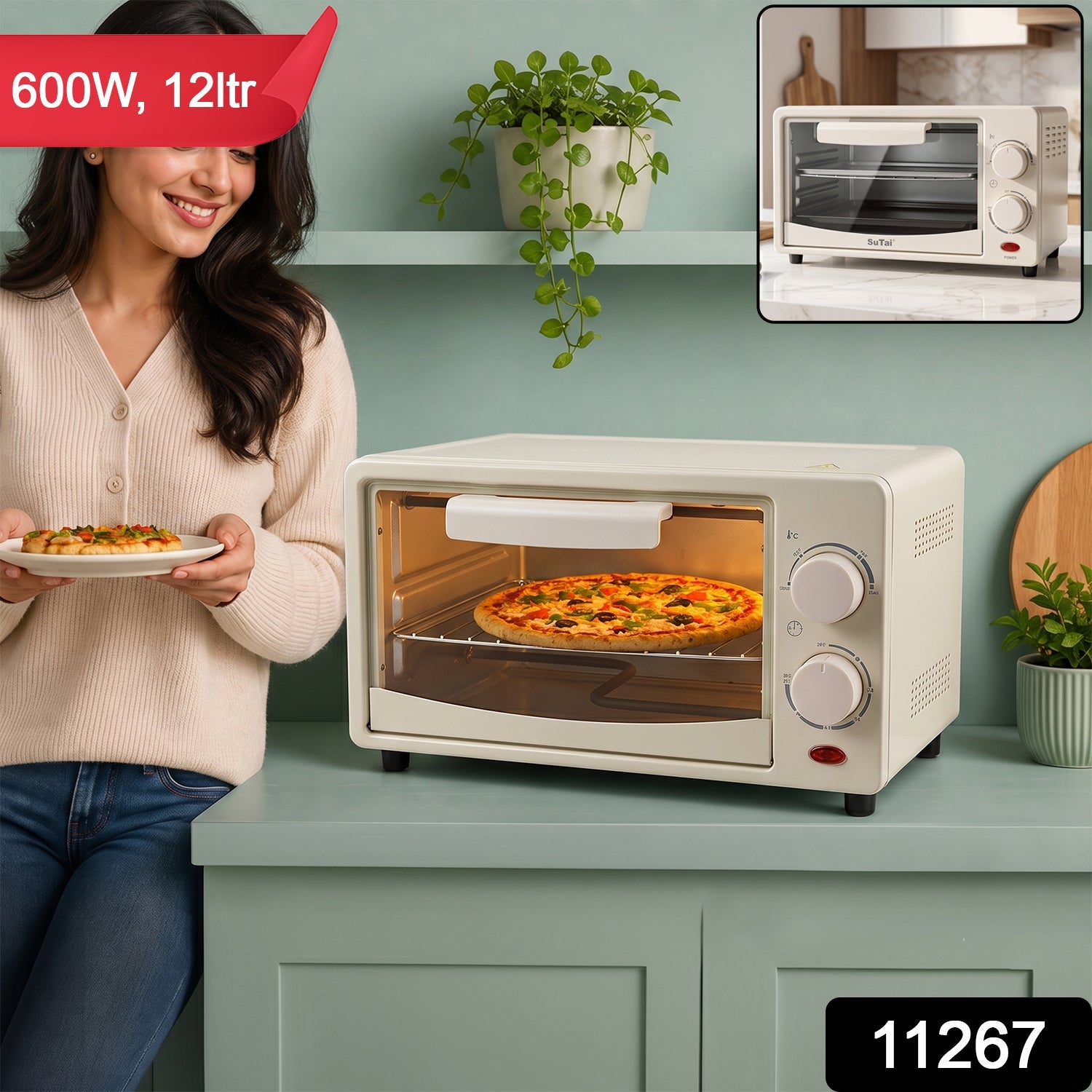 Electric Oven 12 Litre, 600W Mini OTG Oven Toaster Griller for Baking (1 Pc) Secondary image