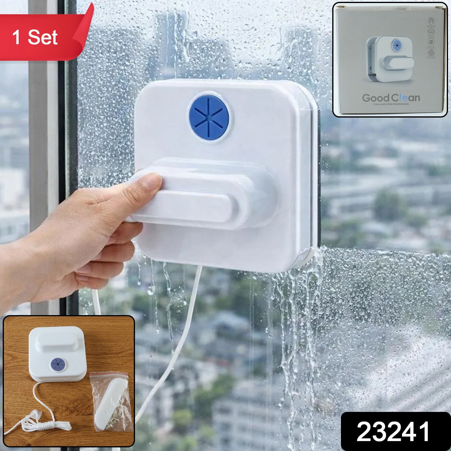 Double Sided Magnetic Window Cleaner – Glass Wiper with Safety Rope Secondary image