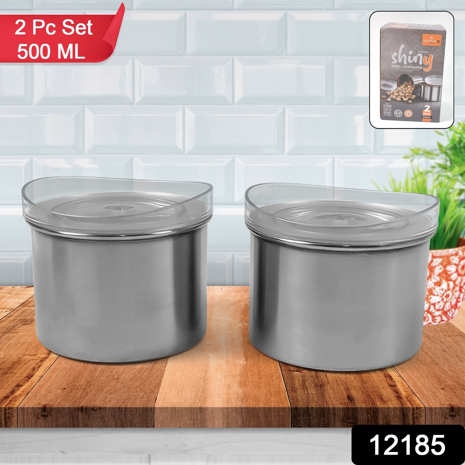 Airtight Stainless Steel Containers – See-Through Lid, 500ML (Set of 2) | Konvex Secondary image