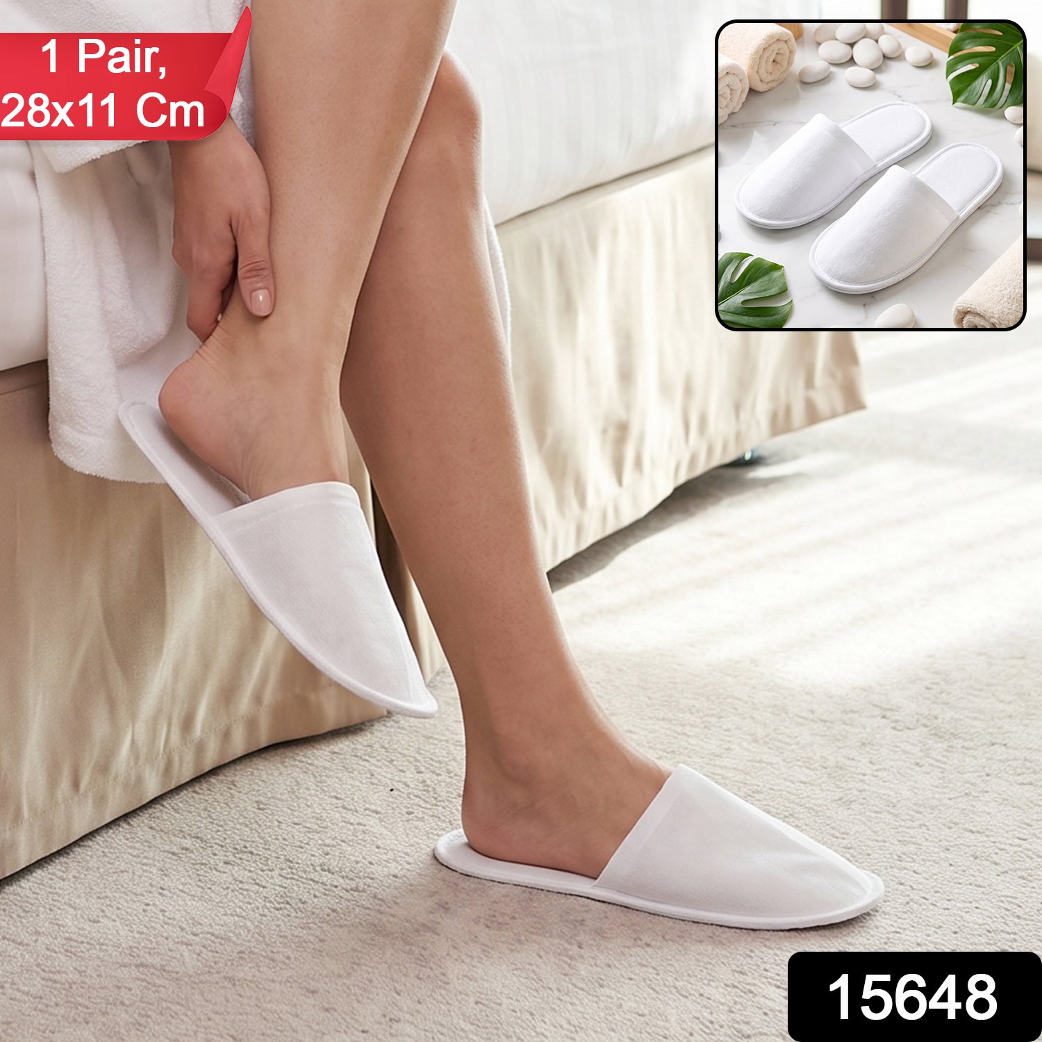 Soft Closed Toe Slippers for Hotel Spa Guest and Home White 28 x 11... Secondary image