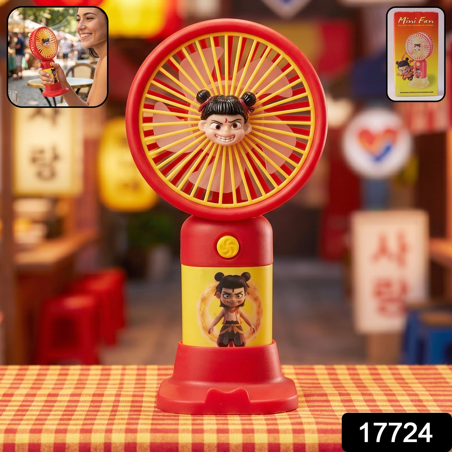 Cute Cartoon Character Mini Fan – Portable & Rechargeable for Kids Secondary image
