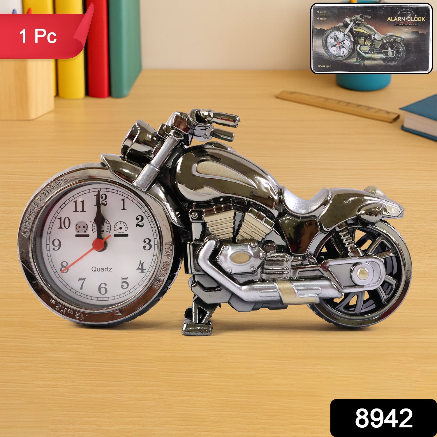 Motorcycle Alarm Clock – Stylish Analog Table Clock for Home Decor Secondary image