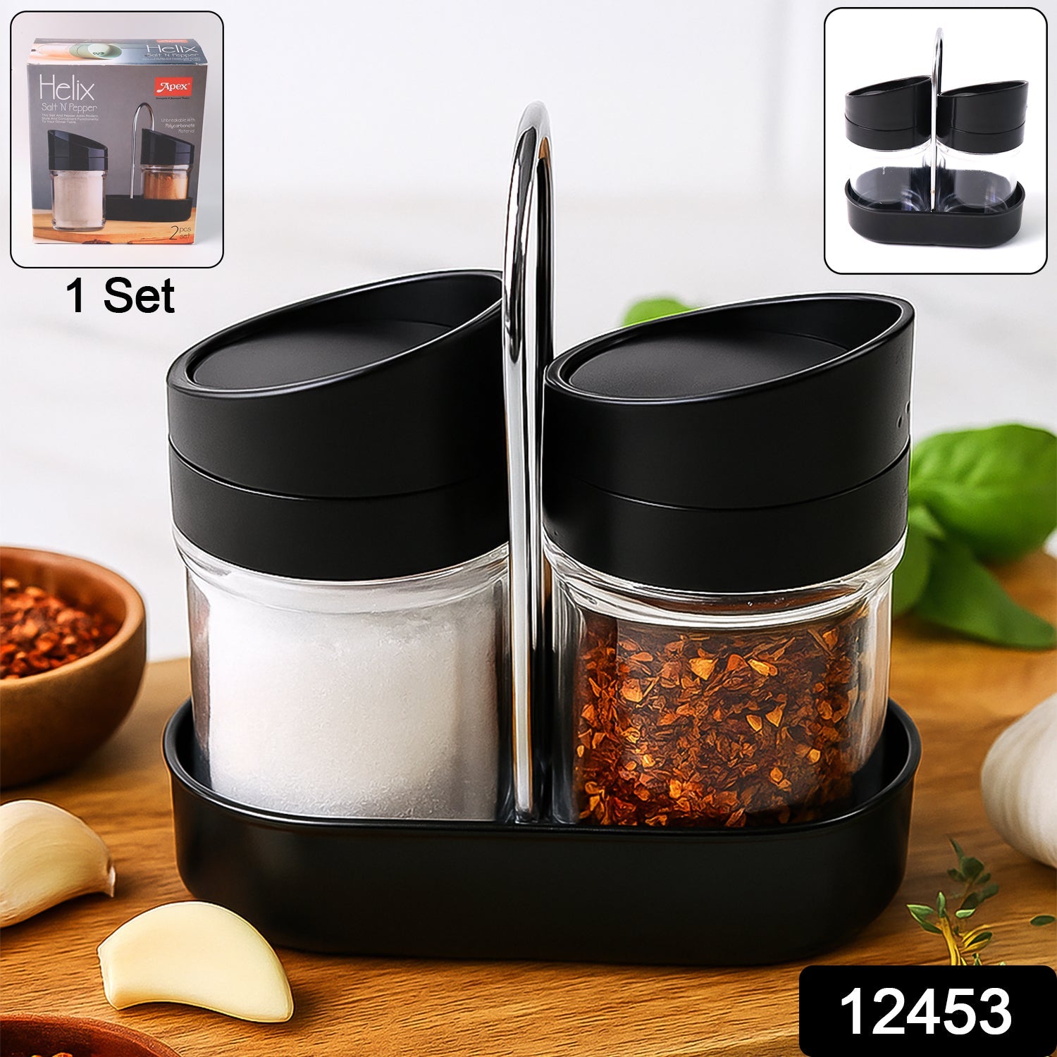 Salt N Pepper Plastic Jar Set – Durable Kitchen Spice Storage Secondary image