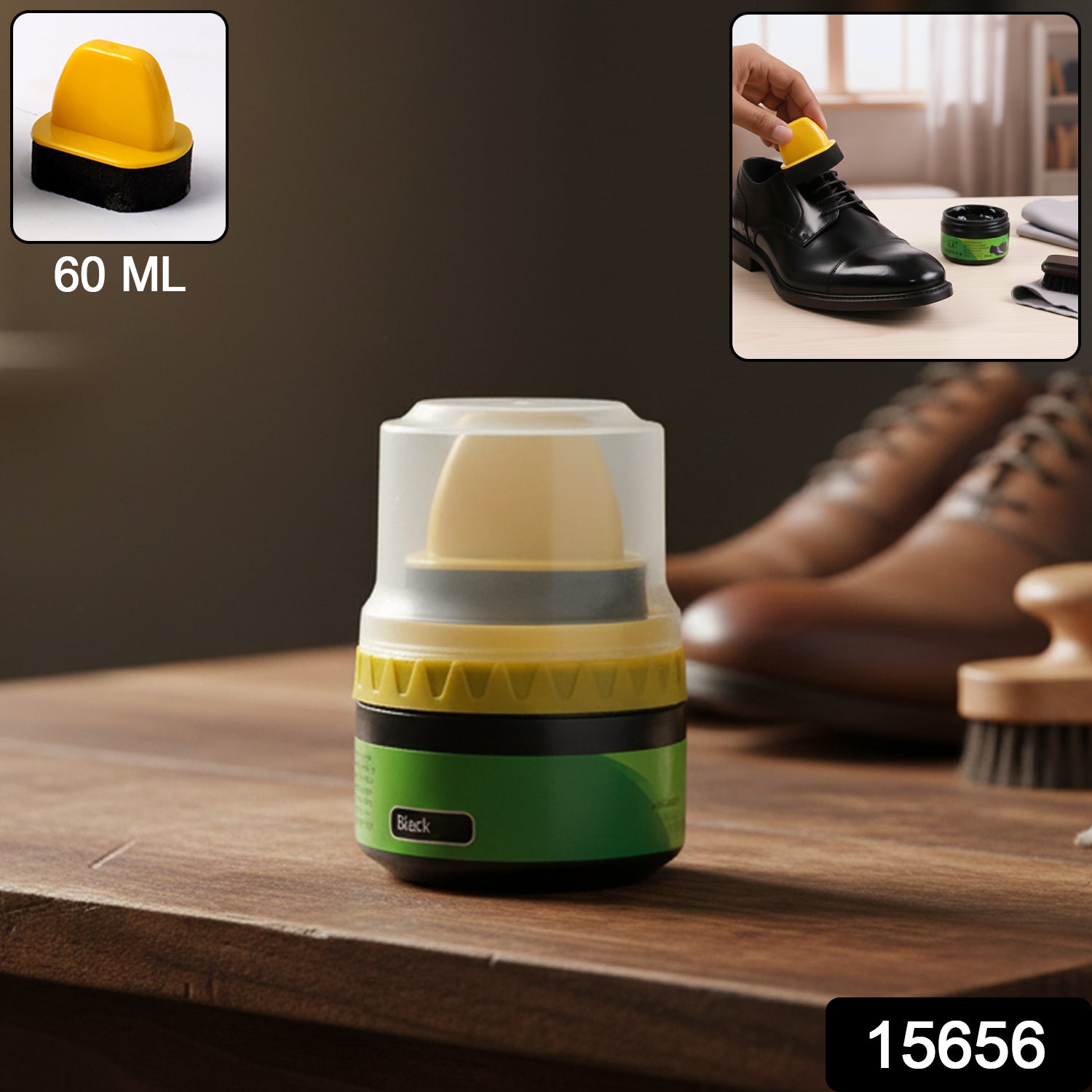 Black Shoe Polish Cream – Built-in Sponge for Easy Application Secondary image