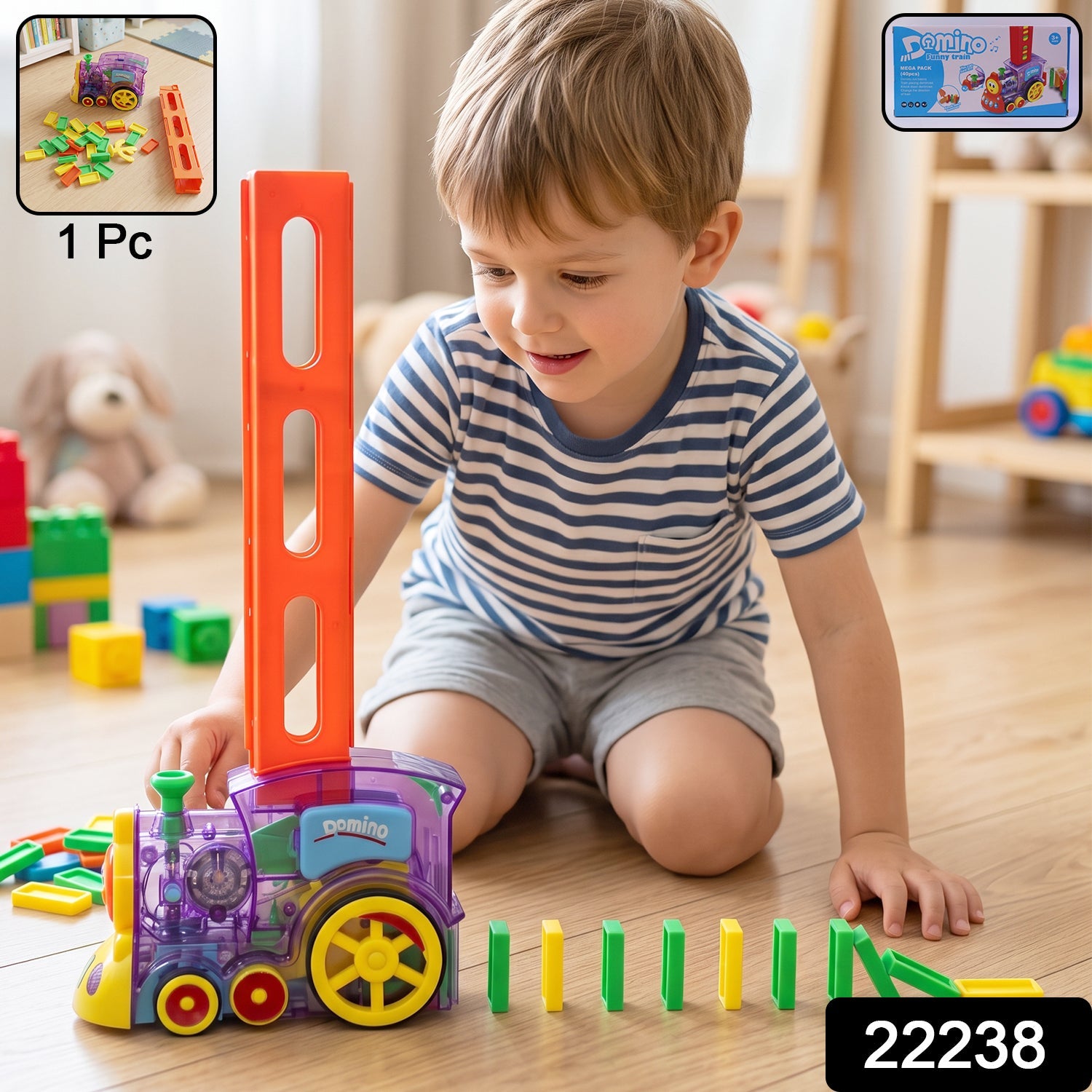 Automatic Domino Laying Train Engine Toy with Light and Music for K... Secondary image
