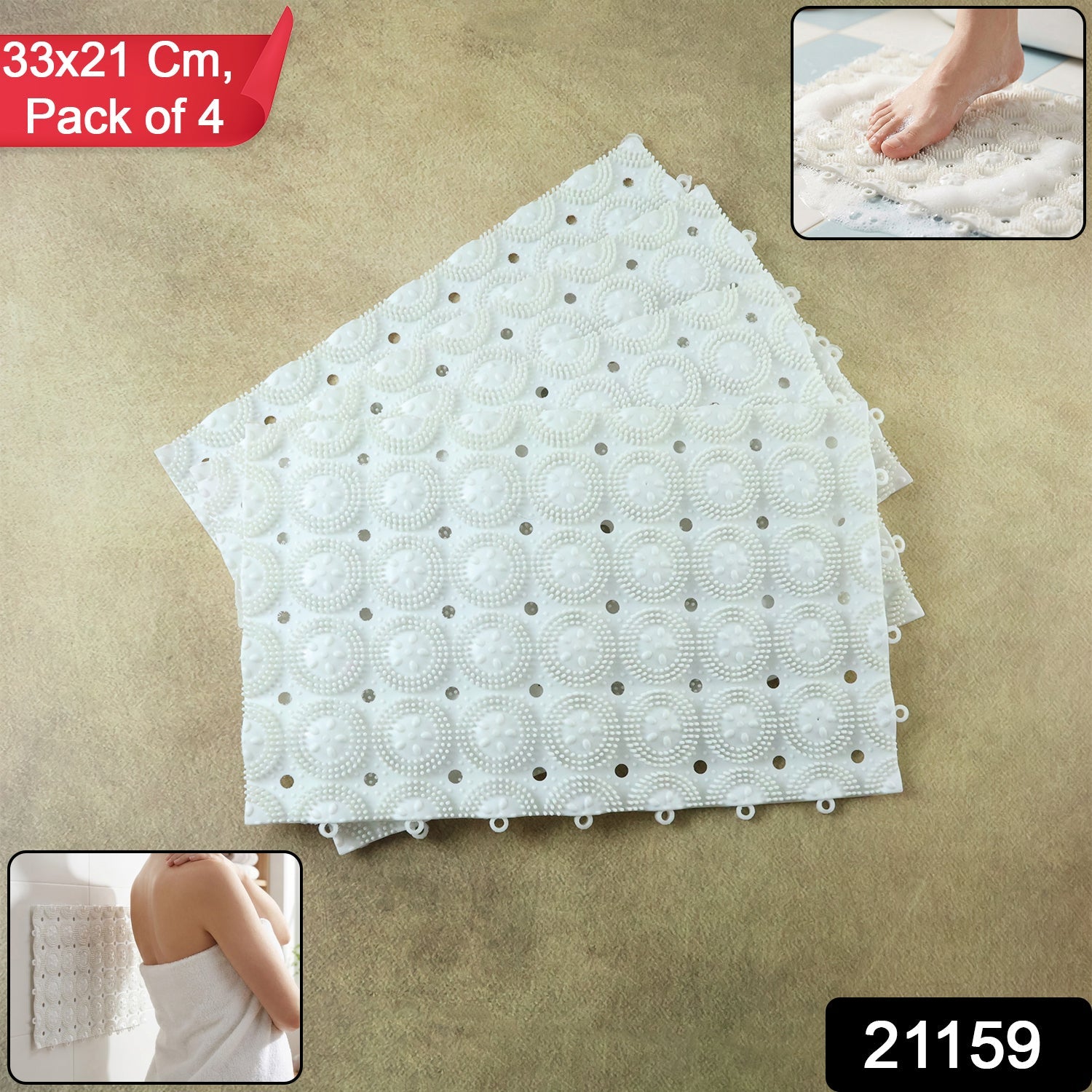 Bathroom Massage Mat – Anti-Slip Safety with Suction Cups (4-Pack) Secondary image