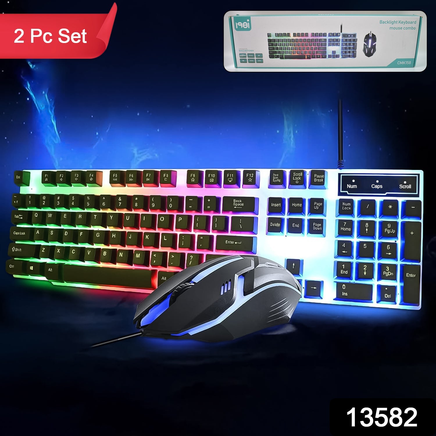 Colorful Backlit Keyboard Mouse Set – Ergonomic Wired Combo | Wiregenix Secondary image