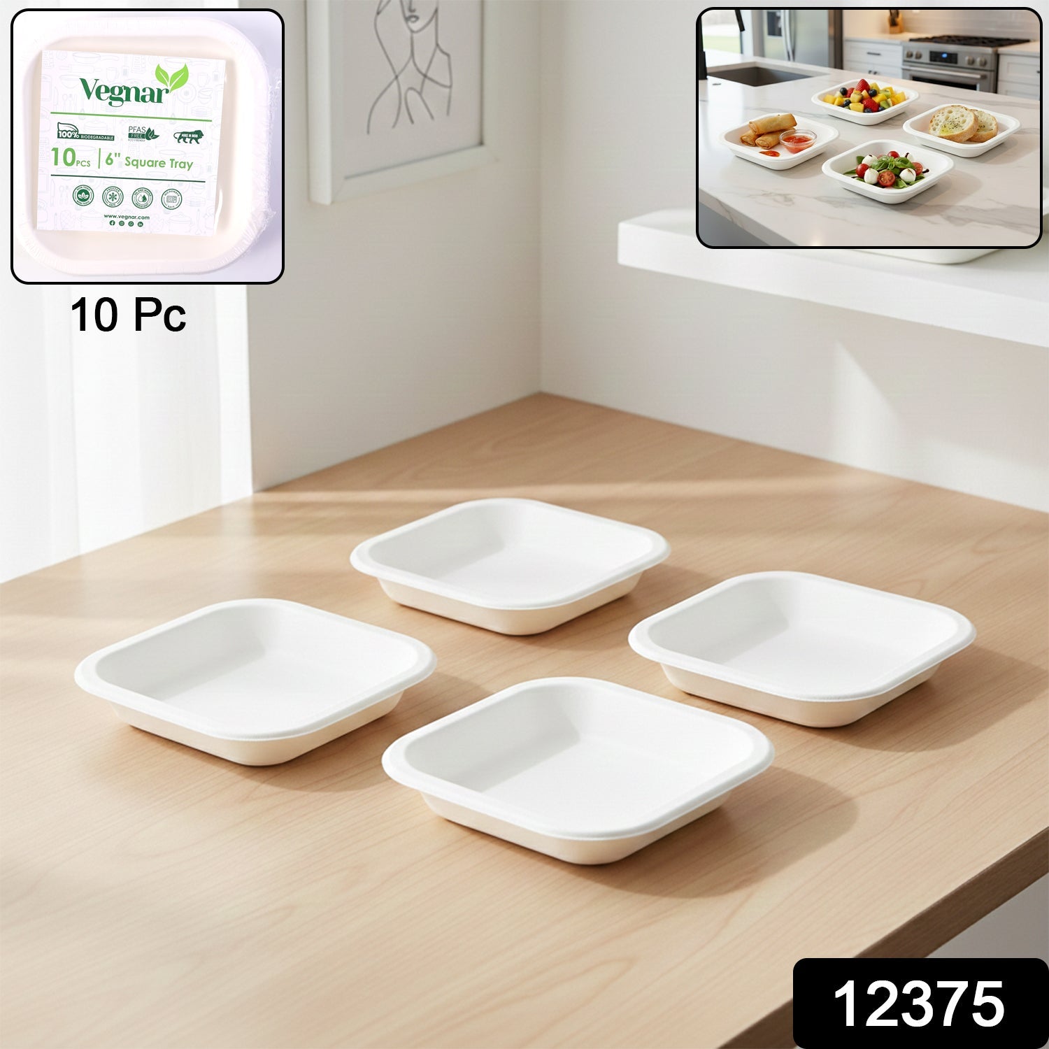 Disposable Food Tray Set – Square, 10 Pieces for Easy Serving Secondary image