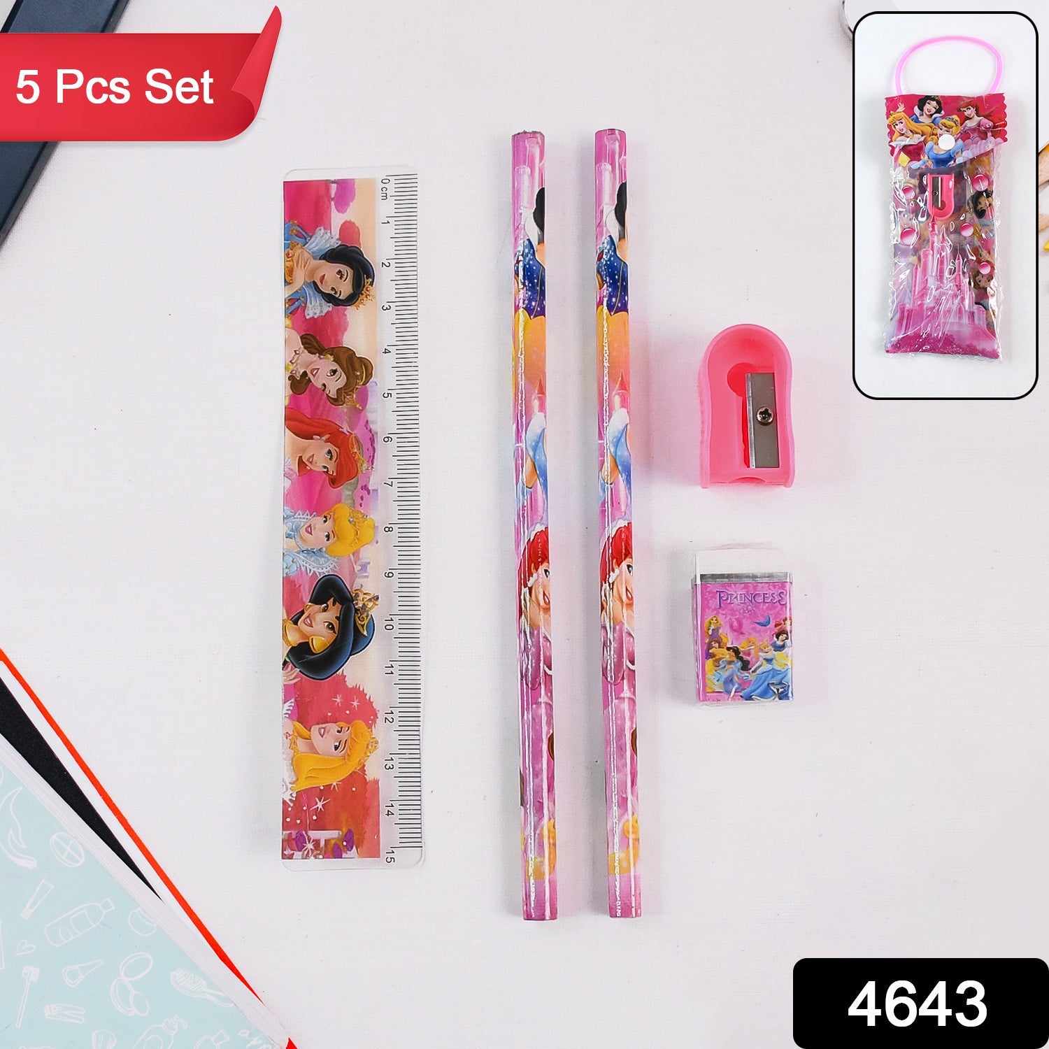 Cartoon Wooden Pencil Set – 5-in-1 Kids Stationery | Writezo Secondary image