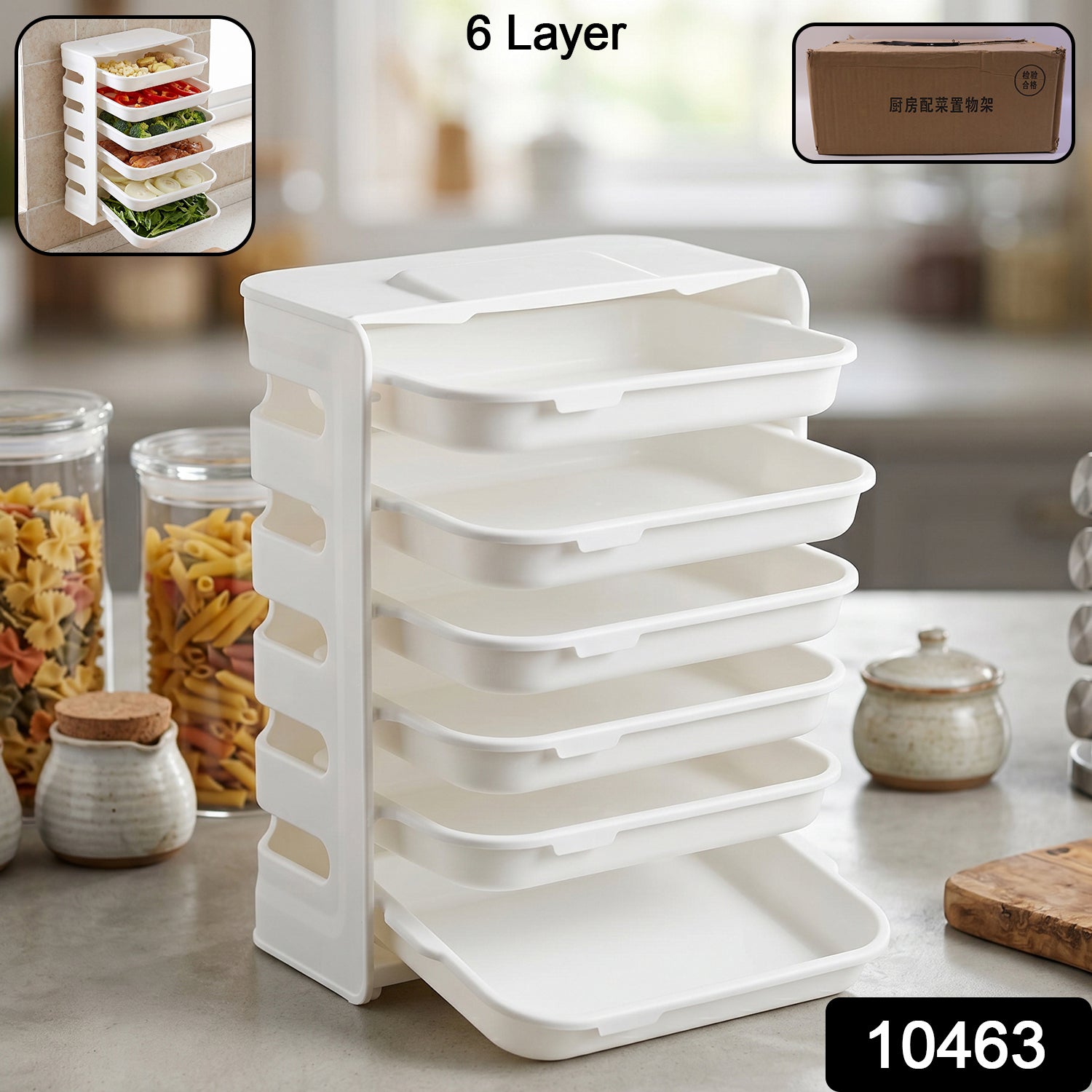 6-Layer Wall Mounted Food Storage Rack – Space-Saving Kitchen Organizer Secondary image