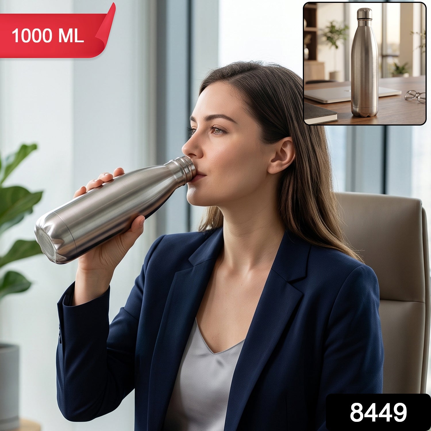 Stainless Steel Vacuum Insulated Water Bottle 1000 ML Hot Cold Flask (1 Pc) Secondary image