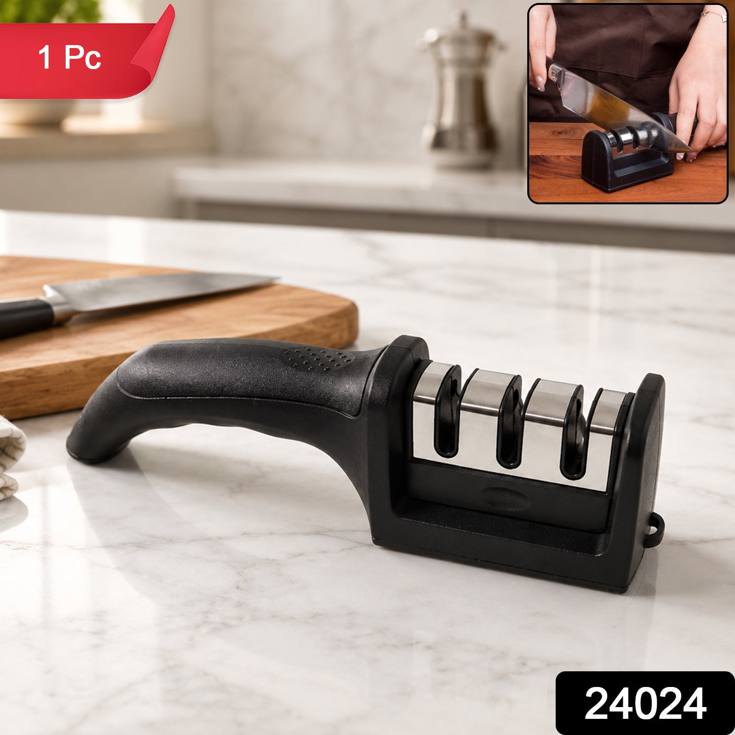 3 Stage Manual Knife Sharpener Tool for Steel and Ceramic Knives Ki... Secondary image
