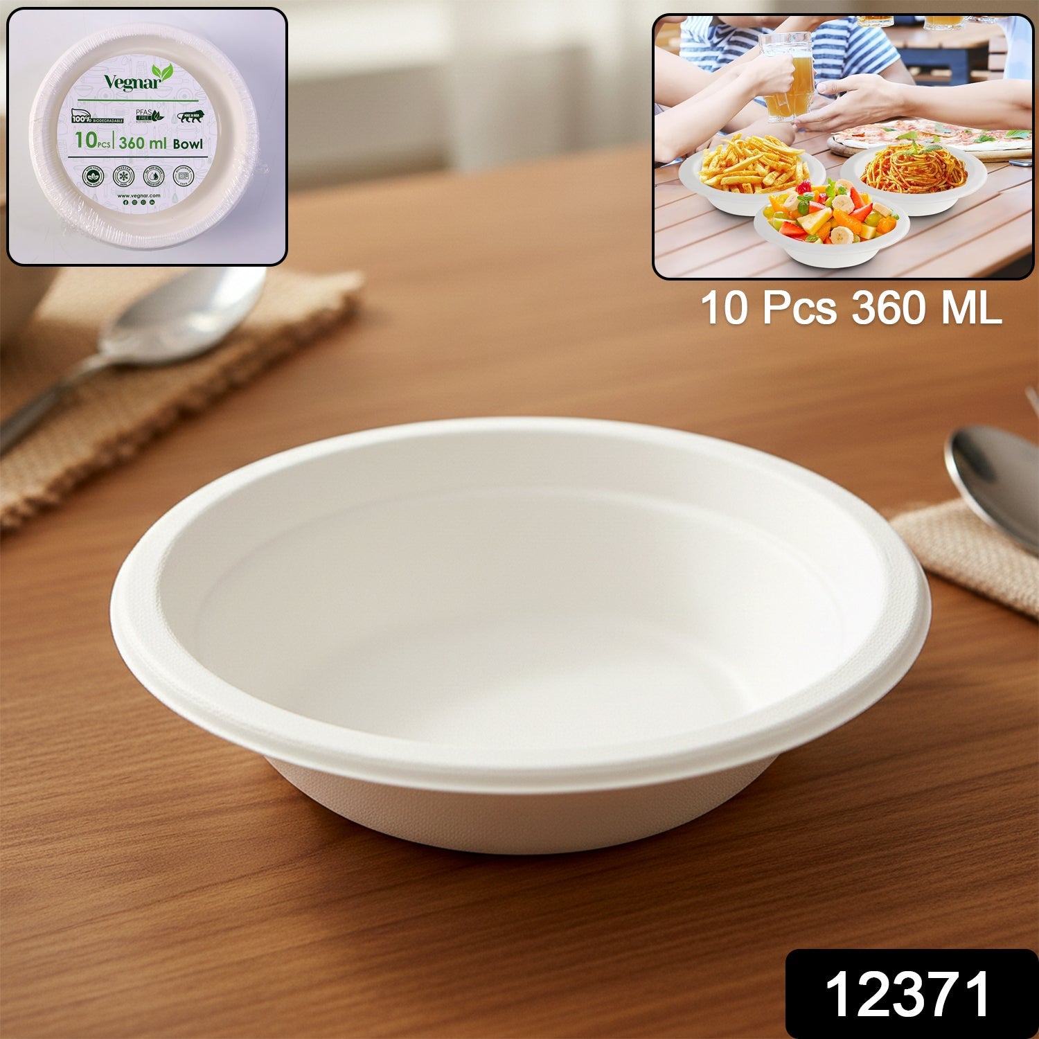 Disposable Food Serving Bowl Set – 360ml Capacity, 10 Pieces Secondary image