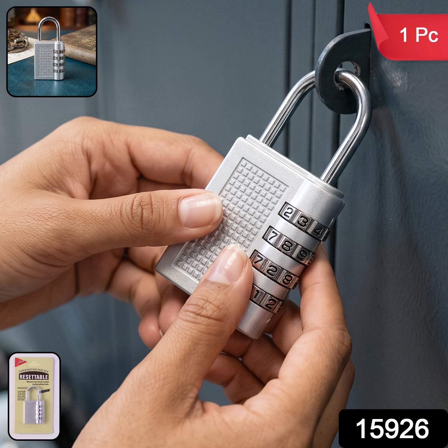 4 Digit Combination Padlock Resettable Number Lock for Luggage and... Secondary image