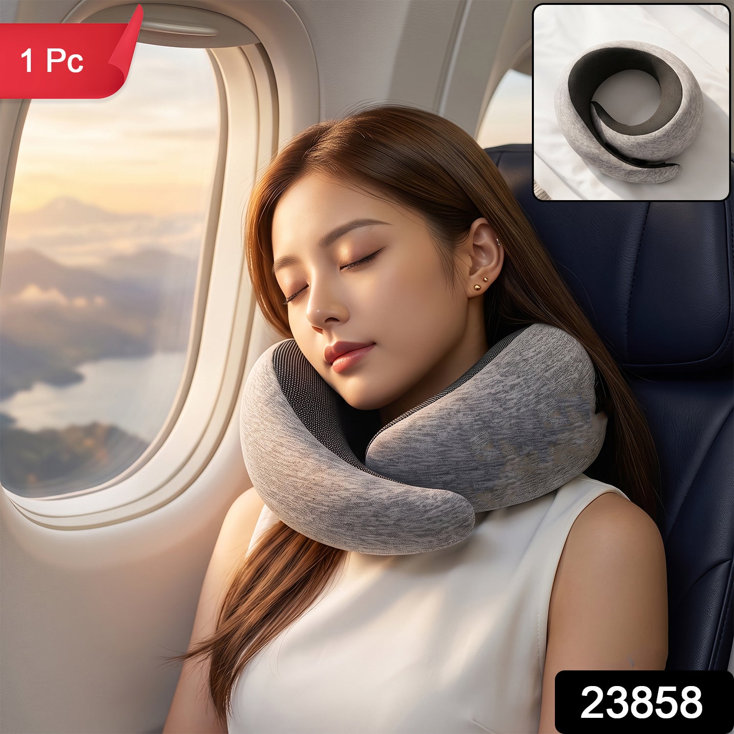 Soft Travel Neck Pillow, Memory Foam U-Shaped Support Pillow for Flights (1 Pc) Secondary image