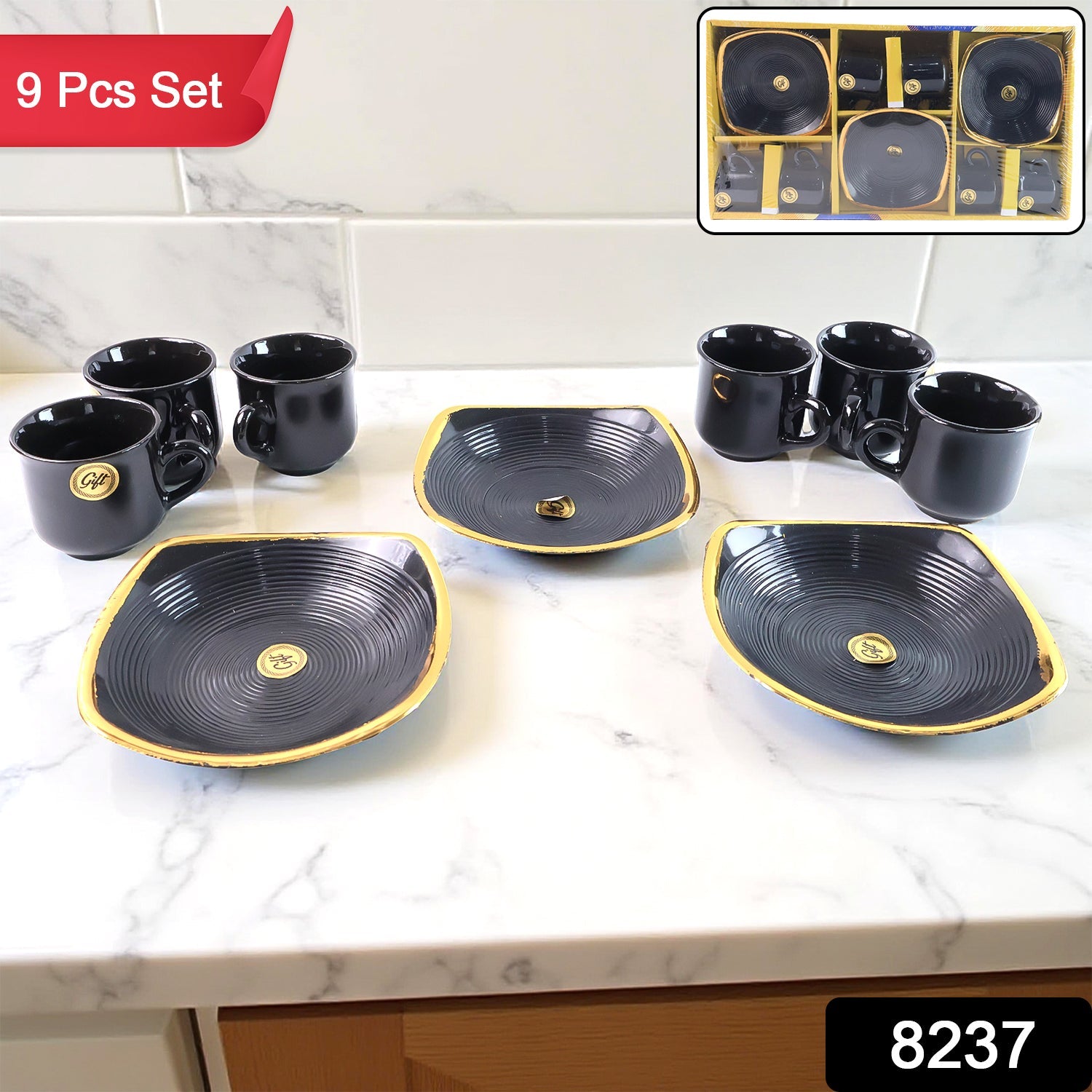 Seashell Ceramic Cup Set – 9-Piece Unique Design | Serve Stellar Secondary image