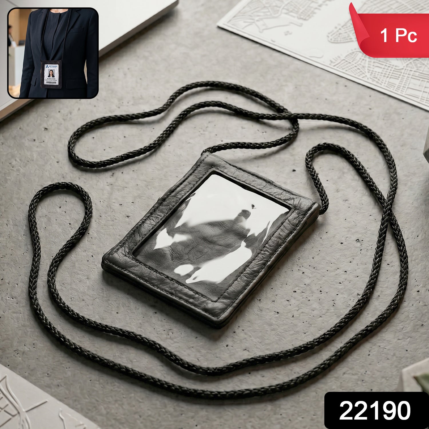 Leather Neck Wallet – Convenient ID & Card Holder with Lanyard Secondary image