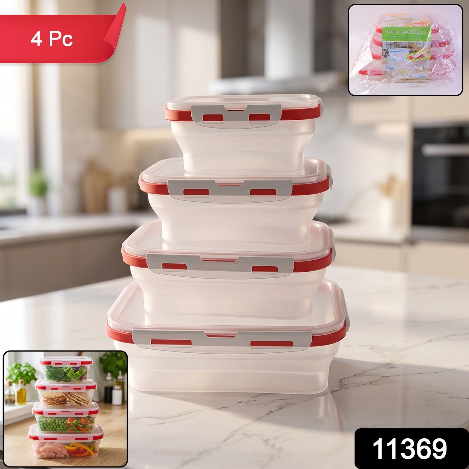 Collapsible Food Storage Container Set – Space-Saving & Airtight Secondary image
