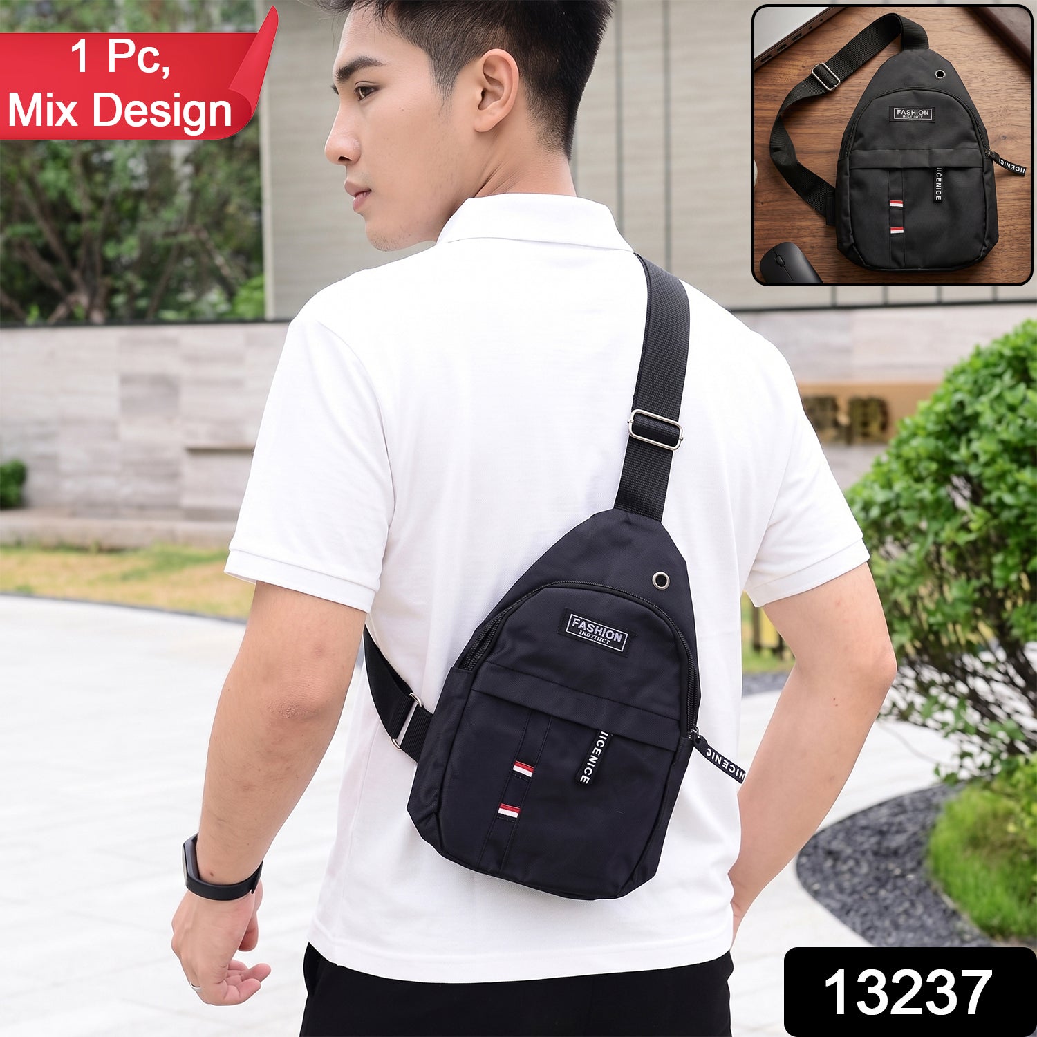 Waterproof USB Charging Sling Bag – Travel & Crossbody | FERVENT Secondary image