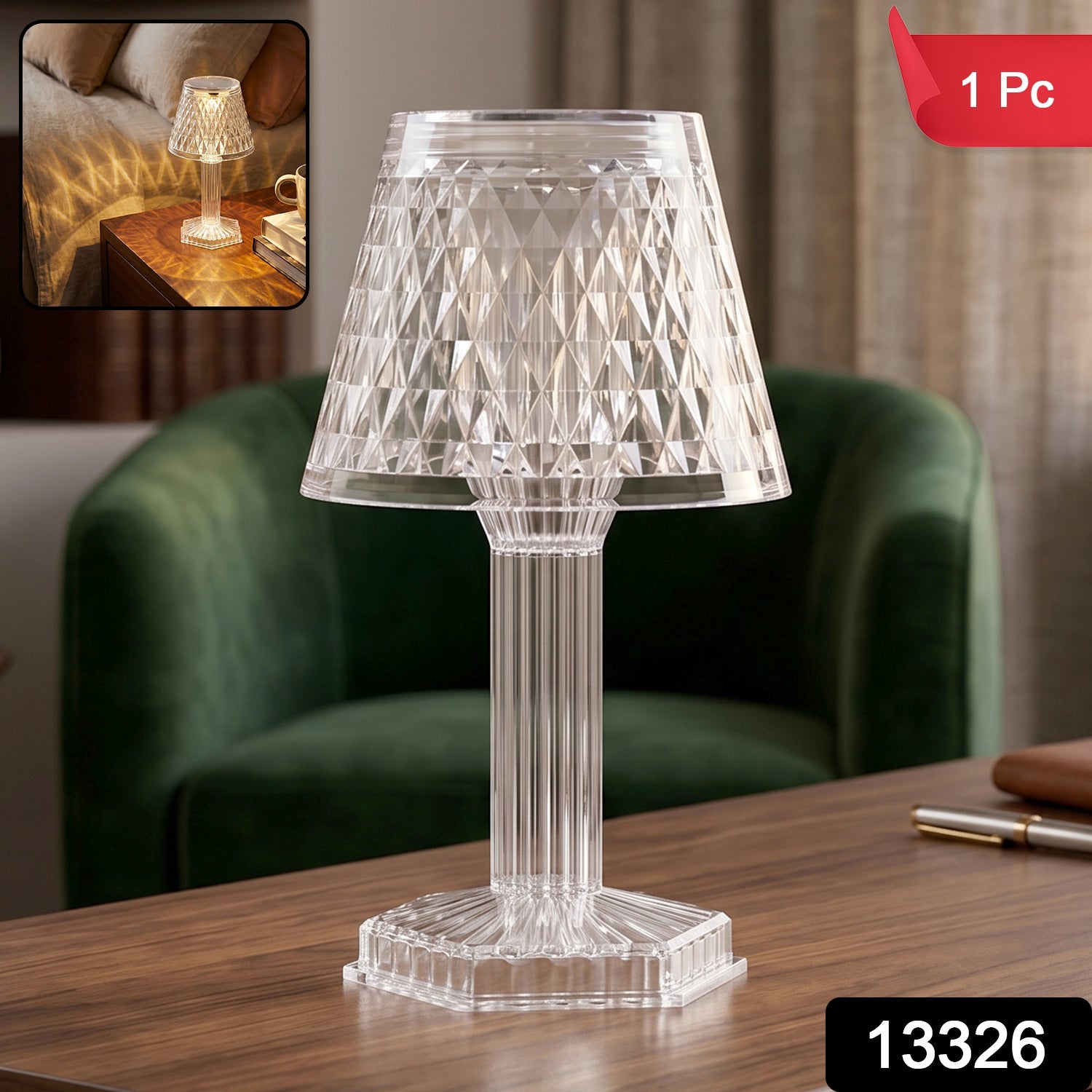 Crystal Table Lamp – Cup Shape LED Bedside Light | Styleva Secondary image