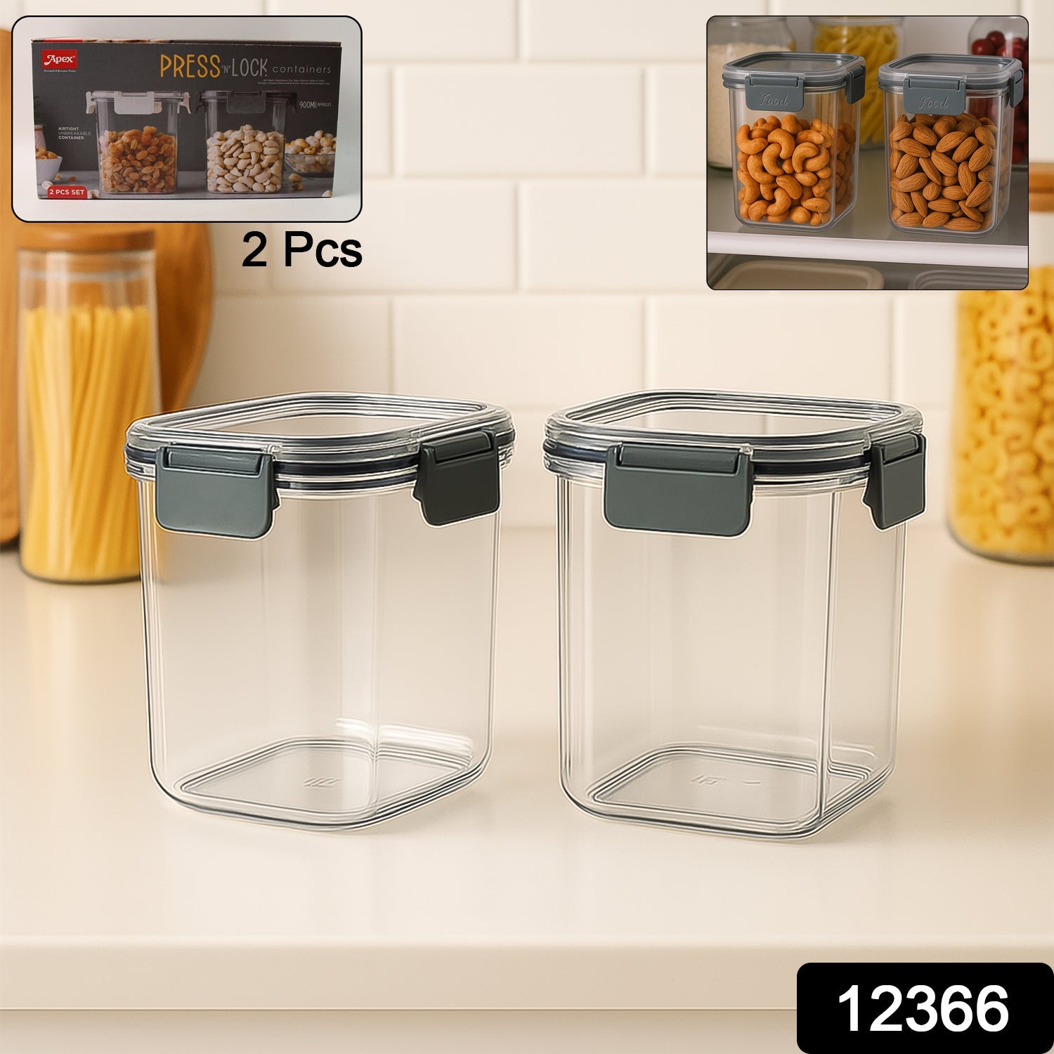 Airtight Food Storage Containers – 2x 900ml Press N’ Lock Set Secondary image