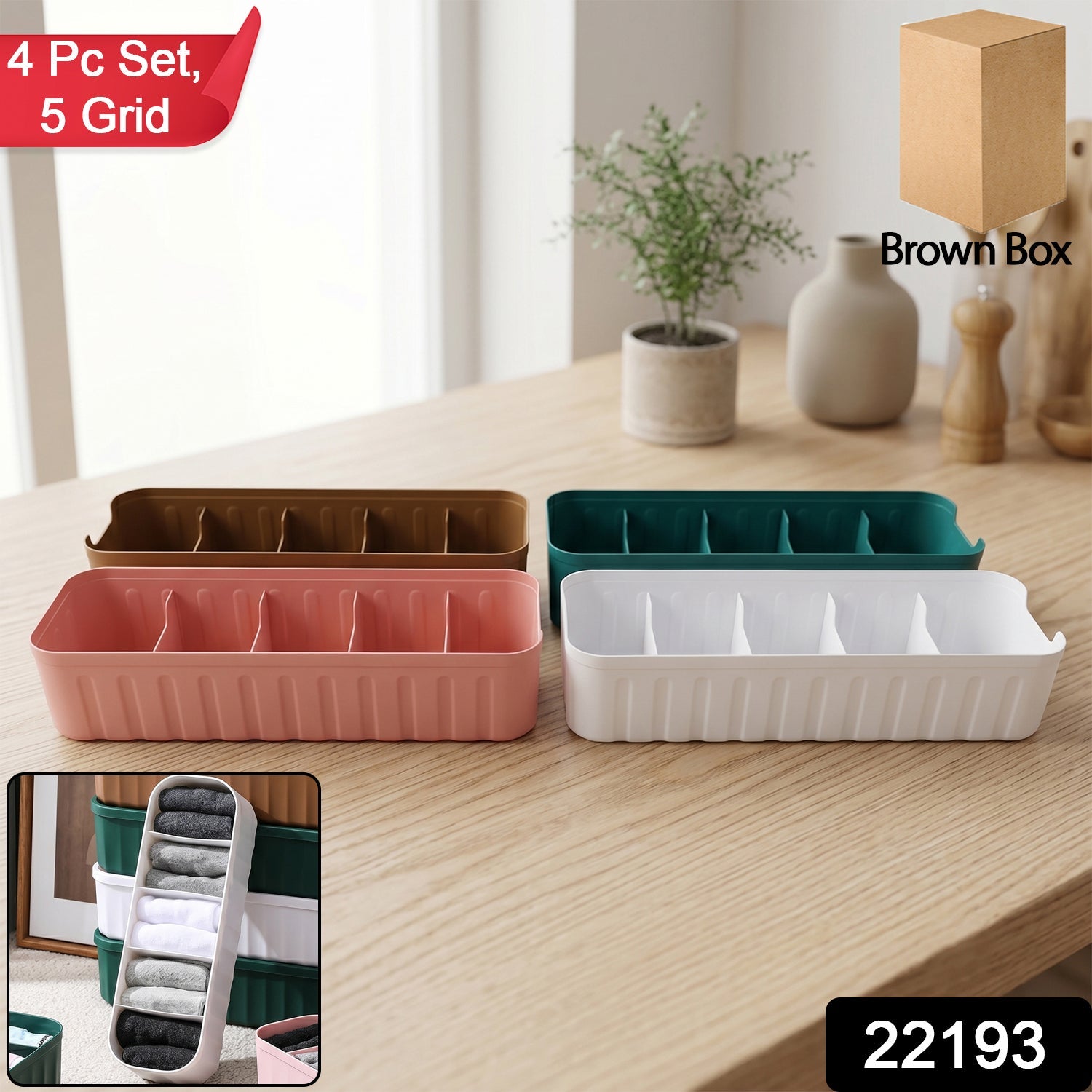 Plastic Drawer Organizer Tray – Keeps Socks & Underwear Neat Secondary image