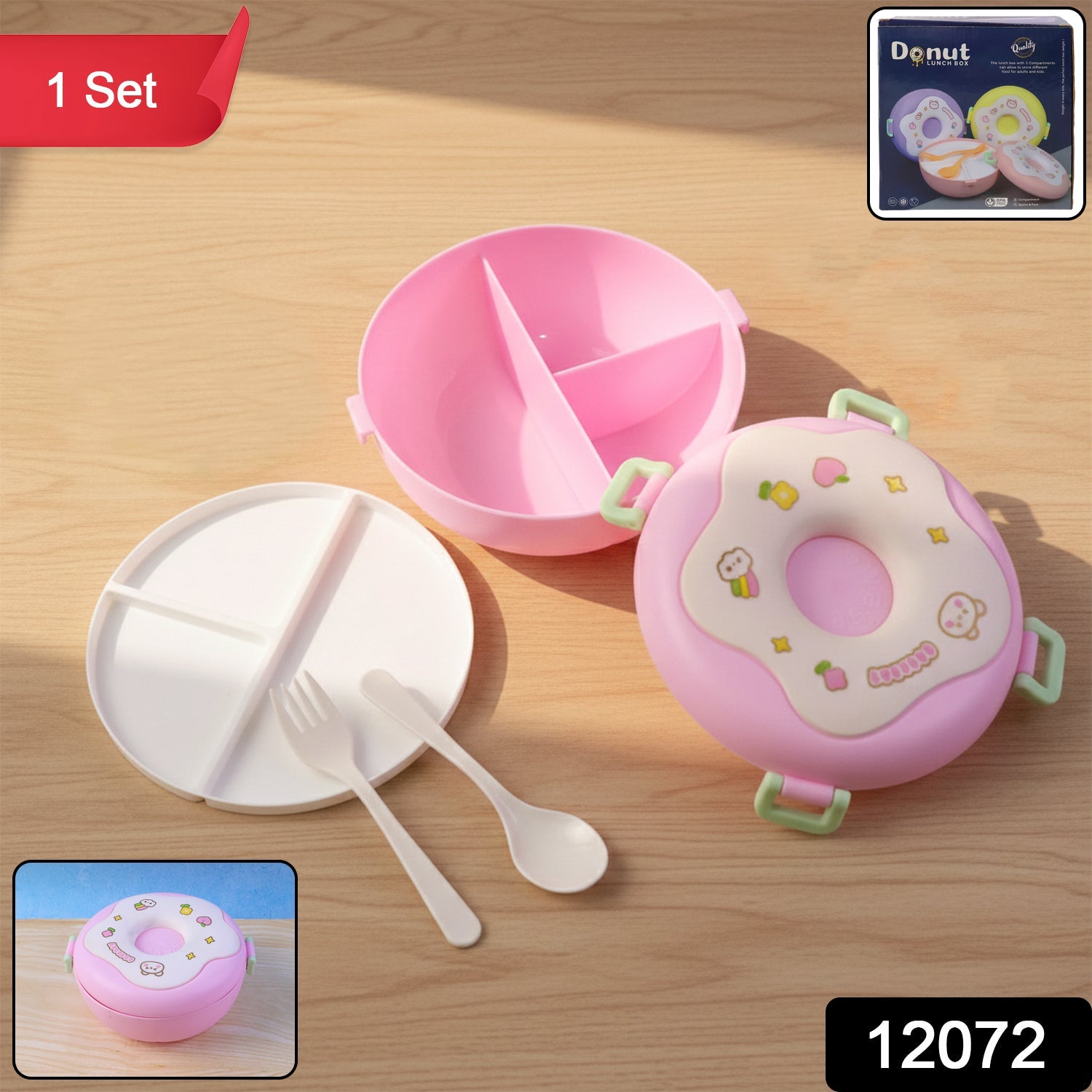 Donut Lunch Box – Insulated 3-Compartment for Kids & Adults | Lunchie Bunchie Secondary image