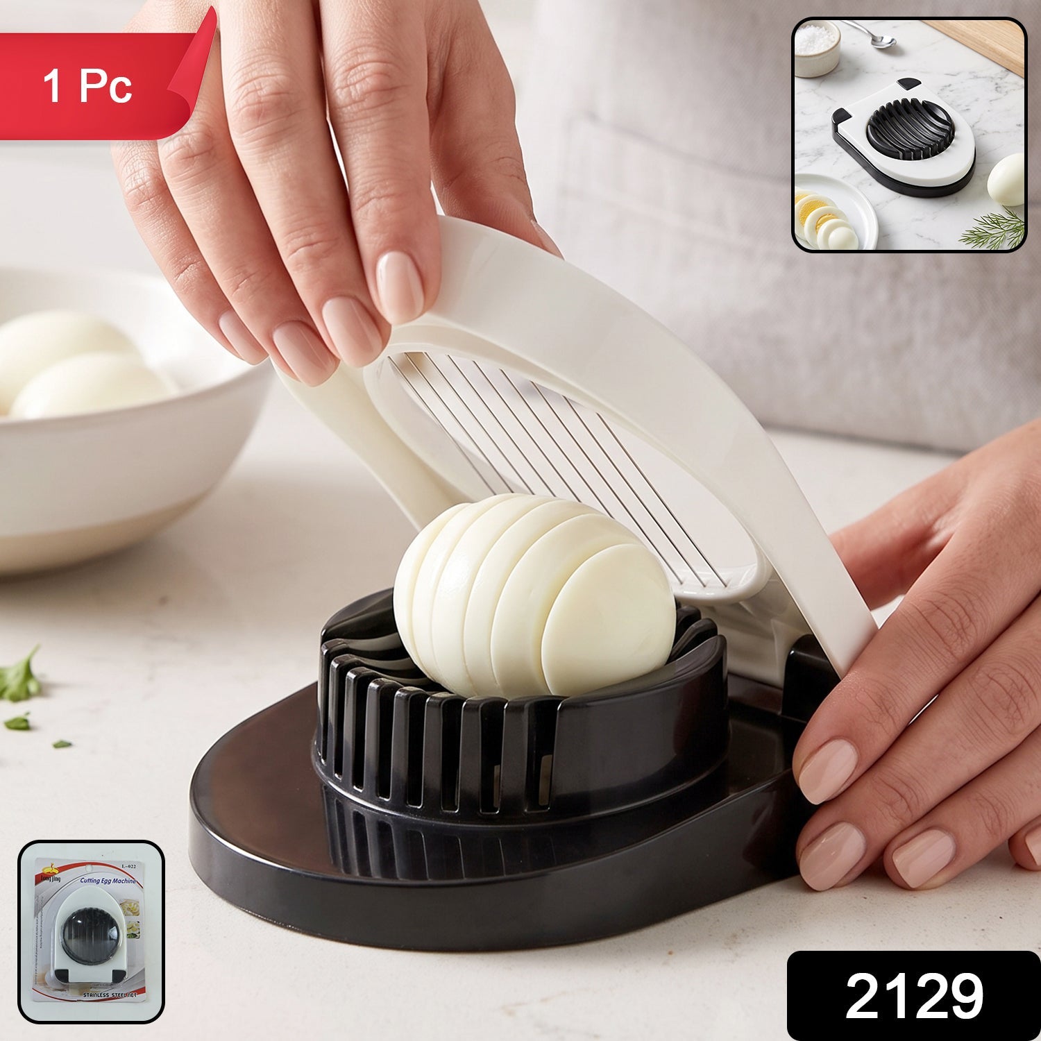 Egg Cutter Slicer Stainless Steel Wire Cutting Tool for Boiled Eggs (1 Pc) Secondary image