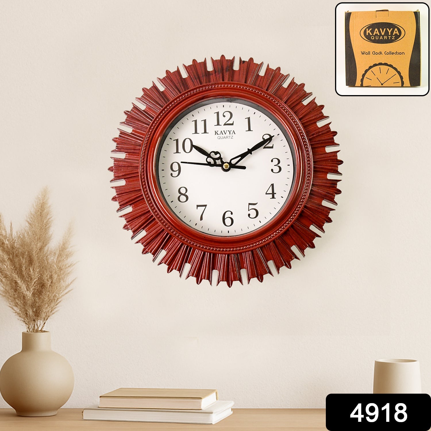 Wooden Look Wall Clock – Silent, Easy-Read for Home | VoltDesk Secondary image