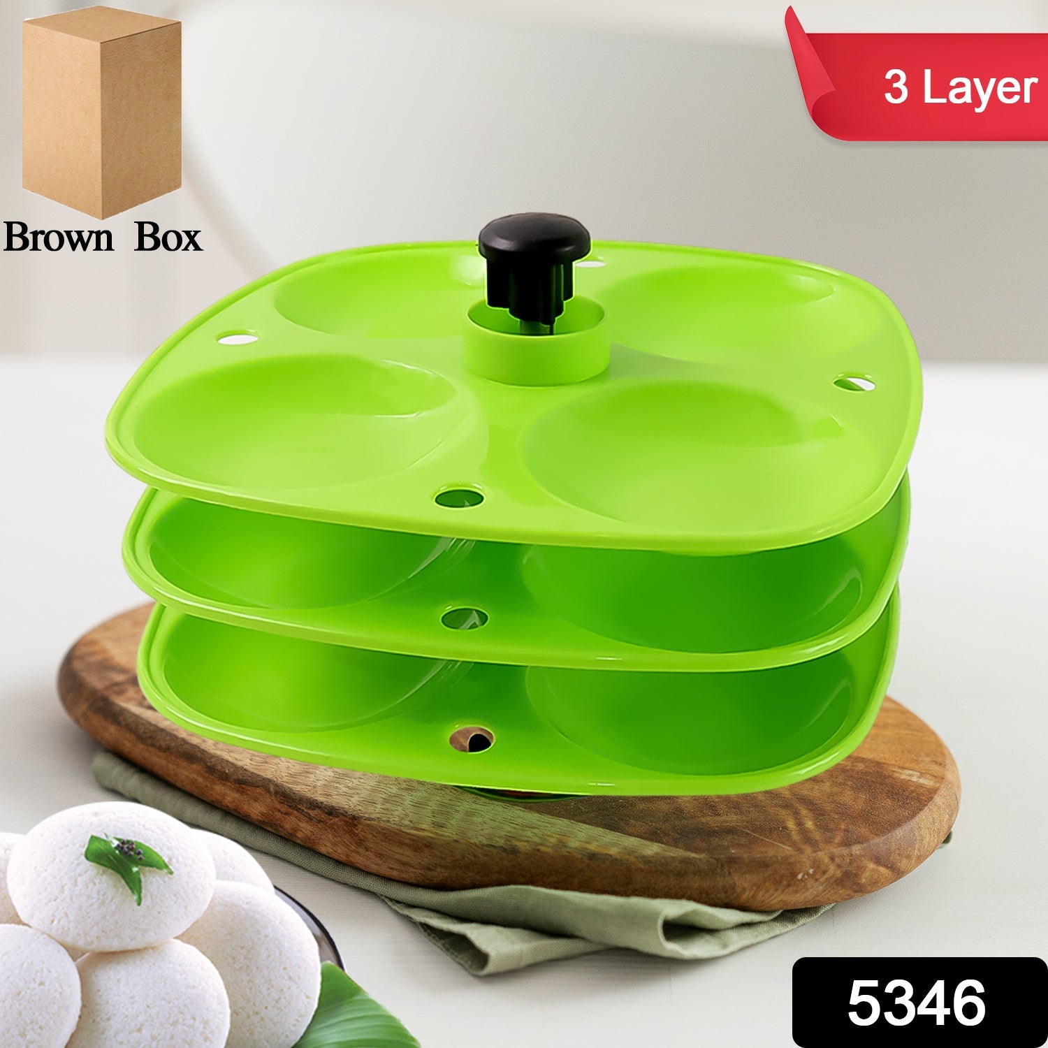 3 Layer Idli Stand – Fluffy, Perfect Idlis for Home | storenzo Secondary image