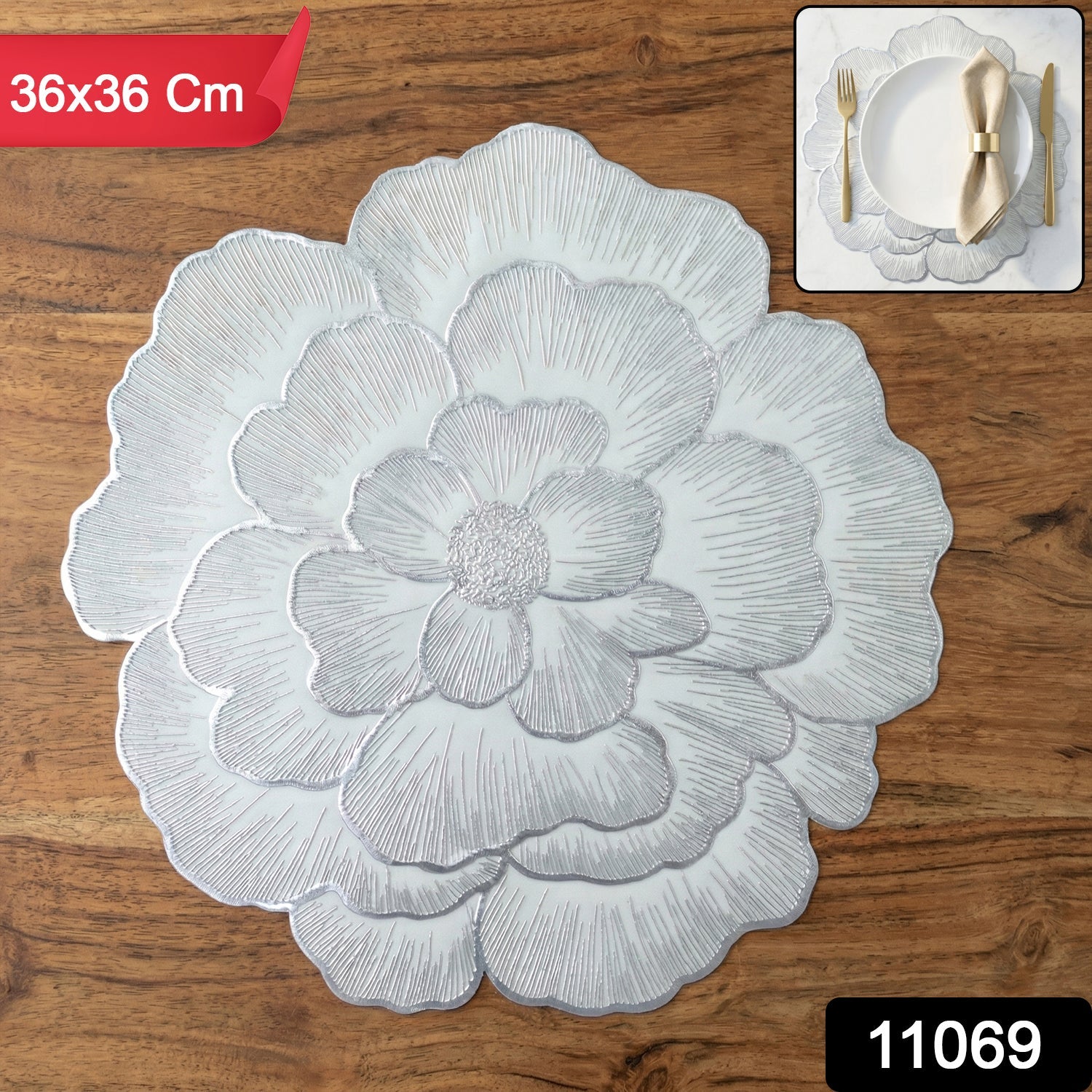 Round Floral PVC Table Mat – Waterproof & Heat Resistant for Dining Secondary image