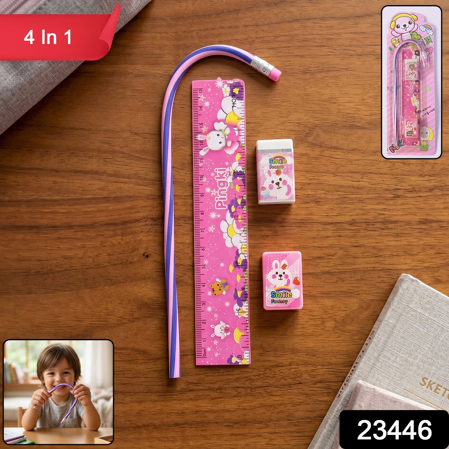 Pink Kids Stationery Set – 4-in-1 School Essentials Secondary image