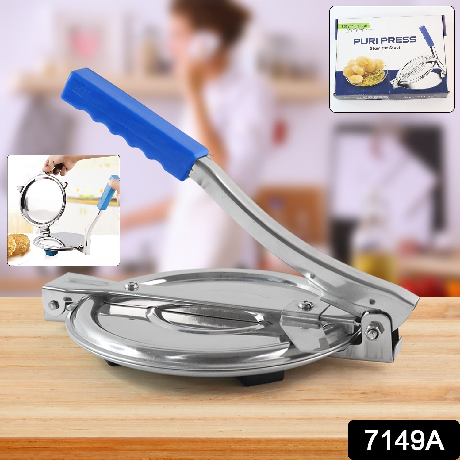 Puri Press Maker – Stainless Steel with Non-Slip Handle | Styleva Secondary image