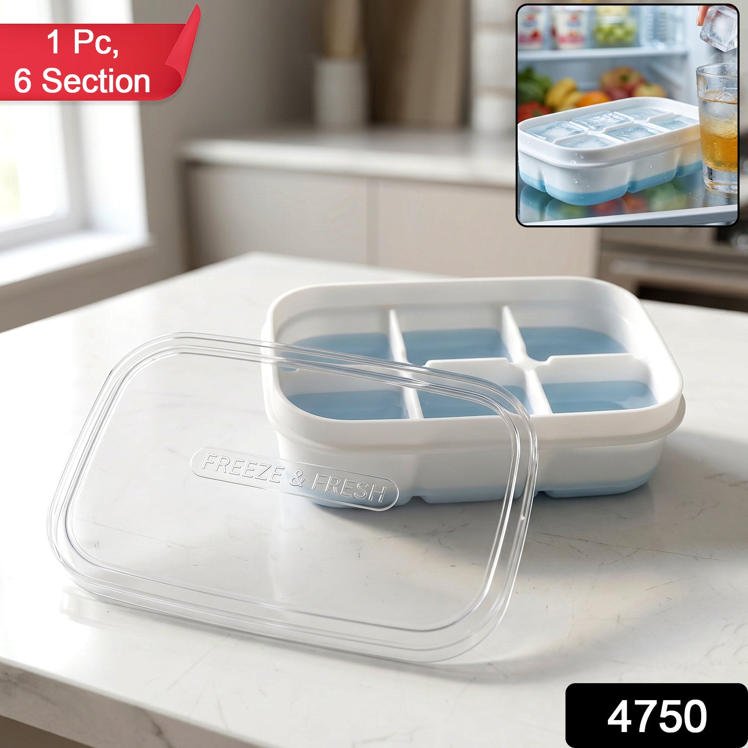 Mini Plastic Ice Tray for Freezer, Six Cavity Compact Design for Home Secondary image