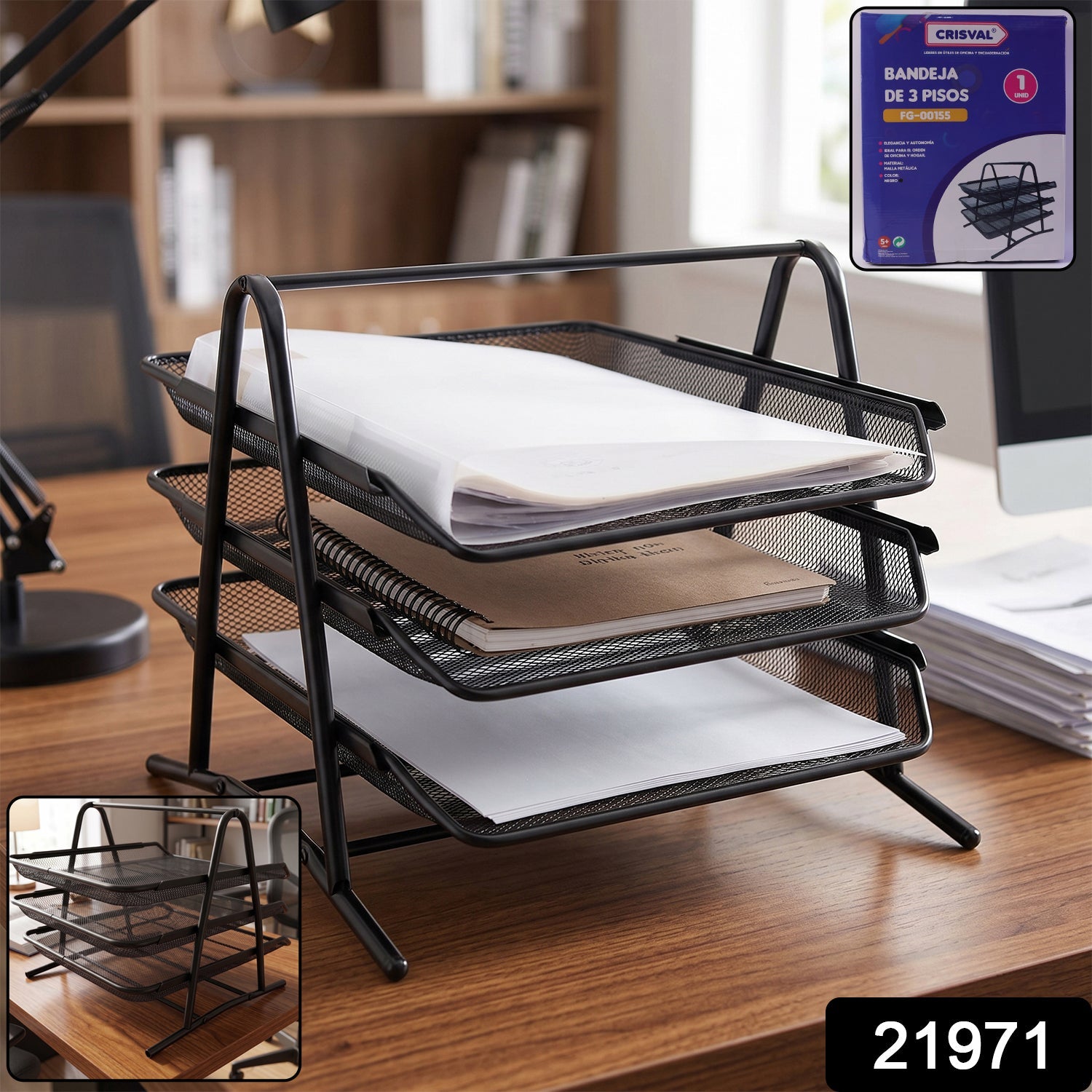 Organizer Rack – Durable 3-Tier Metal Storage for Office & Home Secondary image