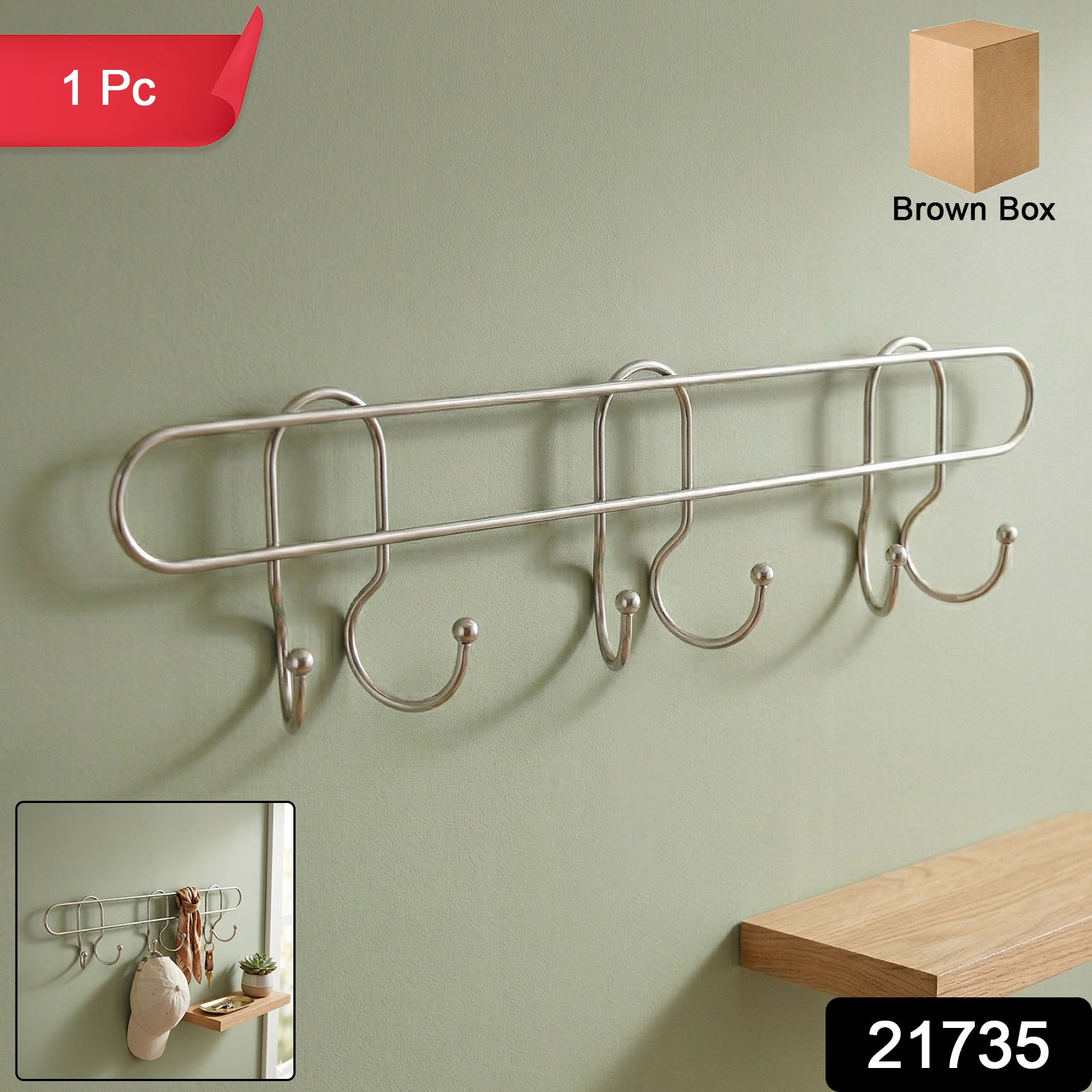 Wall Mounted Metal Hook Rack – Sleek & Heavy Duty Organizer Secondary image