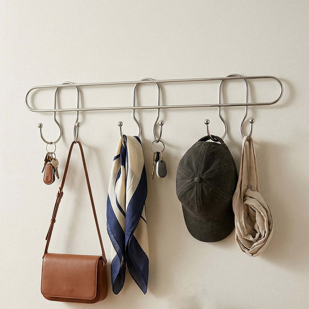 Stainless steel wall mounted hook rack for home storage Main image
