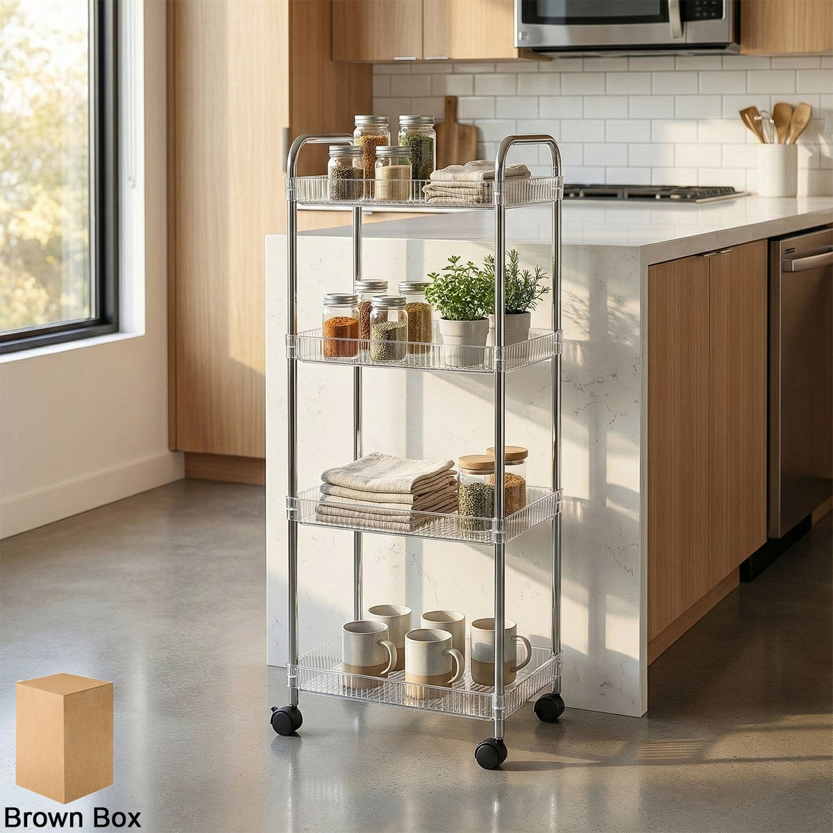 4 layer storage trolley with wheels for kitchen and home organization Main image