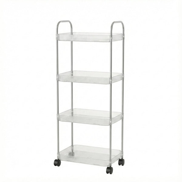 Compact multipurpose storage trolley with four layers and wheels