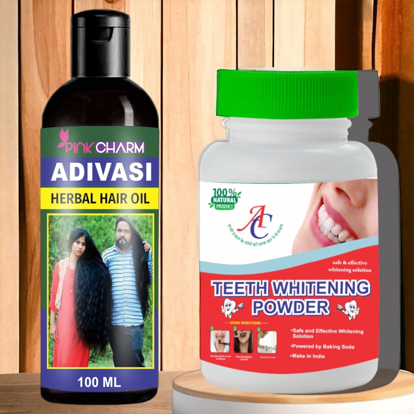 Teeth Whitening Powder and Adivasi Herbal Hair oil (Combo) Secondary image