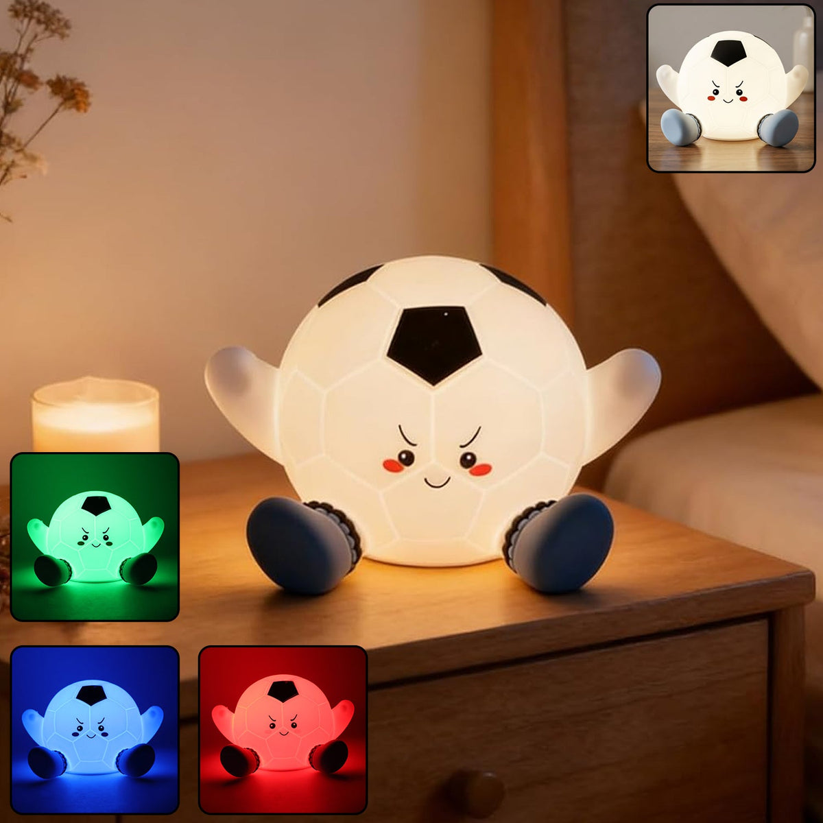 Silicone soccer ball pat night light Main image