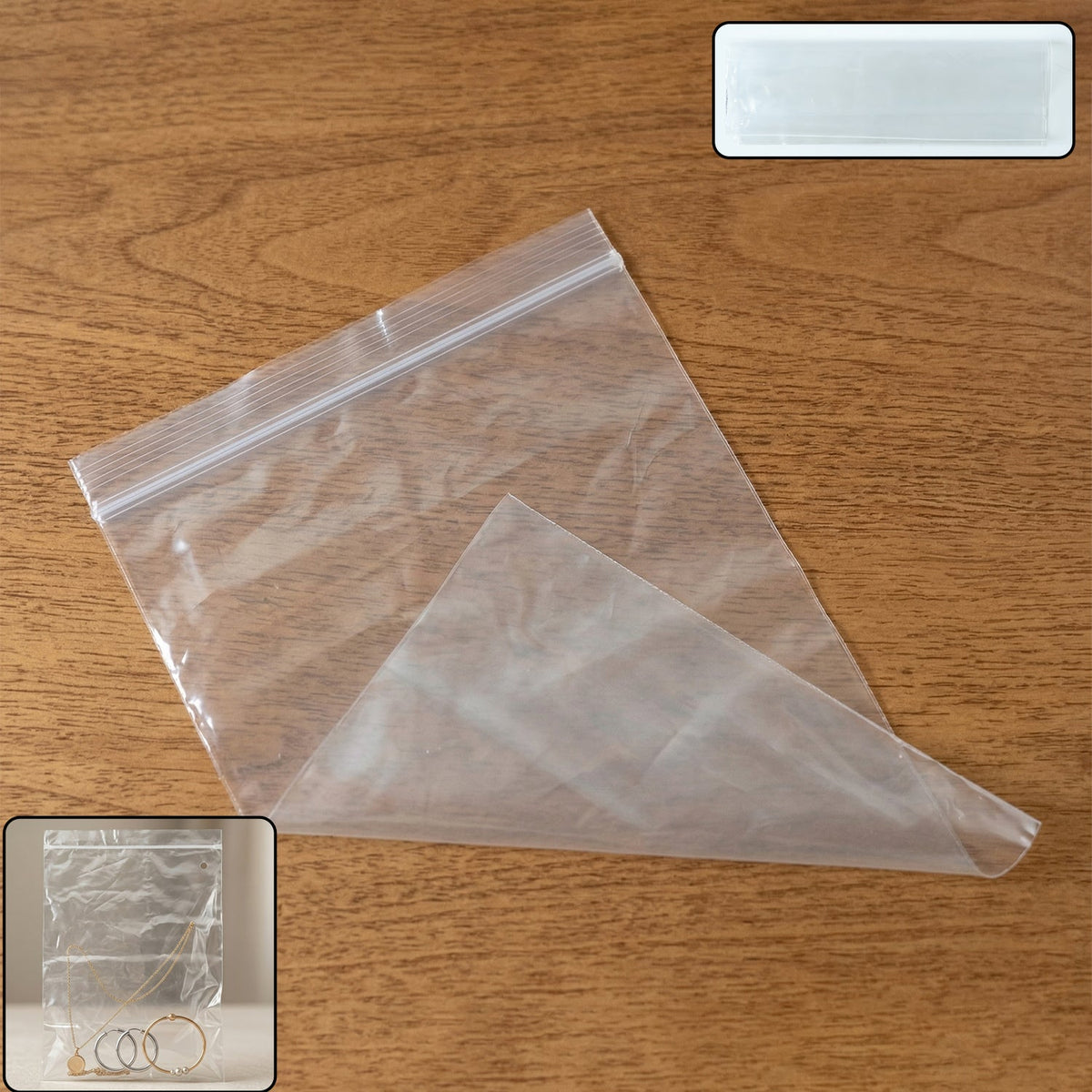 Transparent plastic zip lock bag measuring 33x23 cm for storage Main image