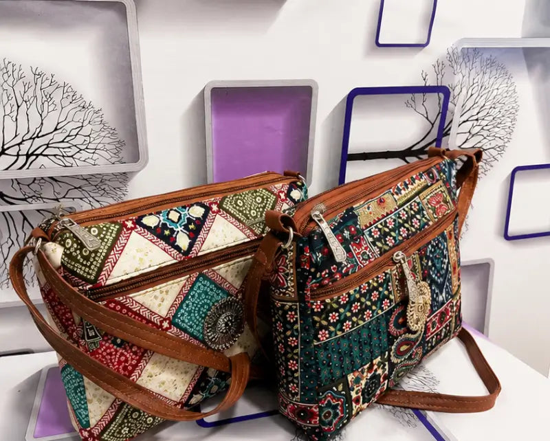 Women's Printed Sling Bag Combo – 2 Piece Crossbody Shoulder Bag Set for Girls, College, Travel & Daily Use Main image