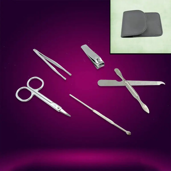 6-in-1 Professional Nail Care Kit: Clippers, Scissors & More (Travel or Home)
