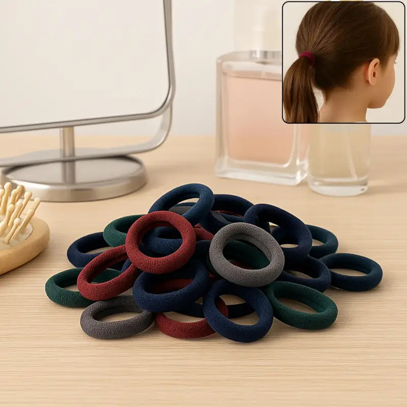 Small Multicolour Hair Rubber Bands (Pack of 100) – Soft Elastic Hair Ties for Girls, Kids, Women & Ponytails