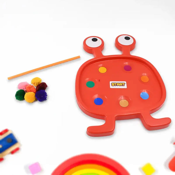 Fu Fu Monster Balance Ball Game – Kids Early Learning Skill Toy with Stick & Color Balls (Multicolor)