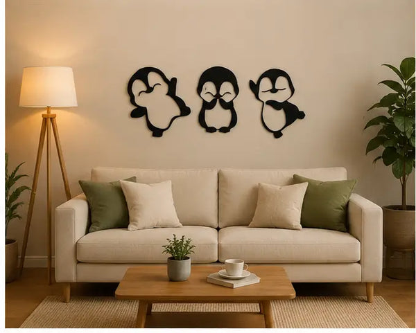 Cute Penguin Wooden Wall Art | Kids Room Wall Decor for Bedroom, Nursery & Playroom