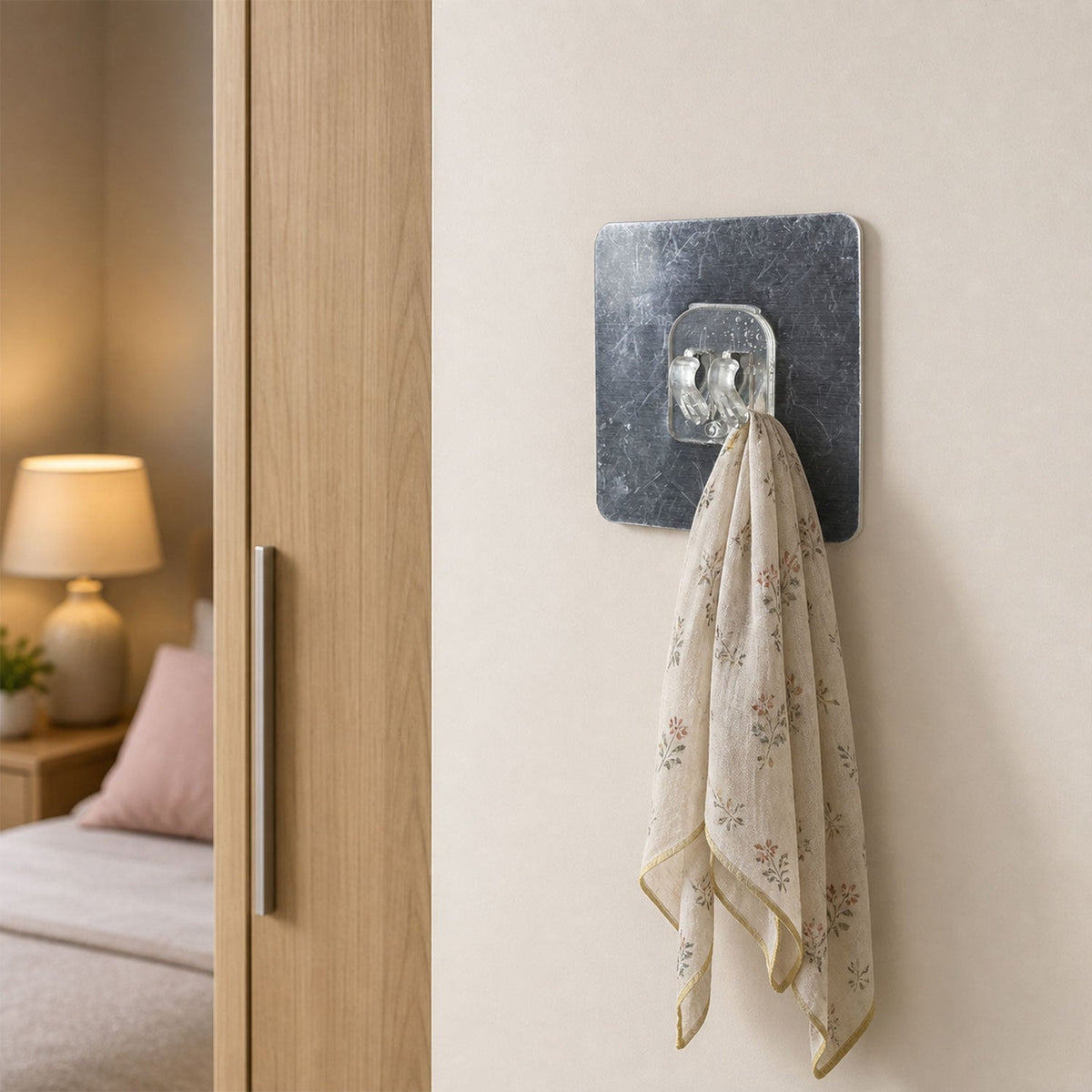 Self-adhesive transparent wall hook for home and office organizing Main image