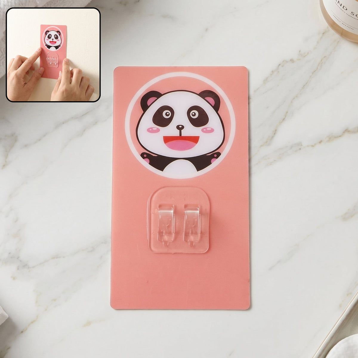 Cartoon adhesive plastic wall hook on white background with strong hold design Main image