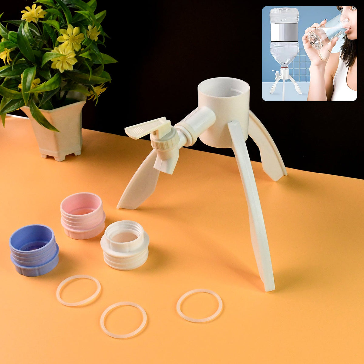 Universal plastic water dispenser stand with leakproof tap for bottles Main image